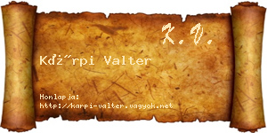 Kárpi Valter névjegykártya